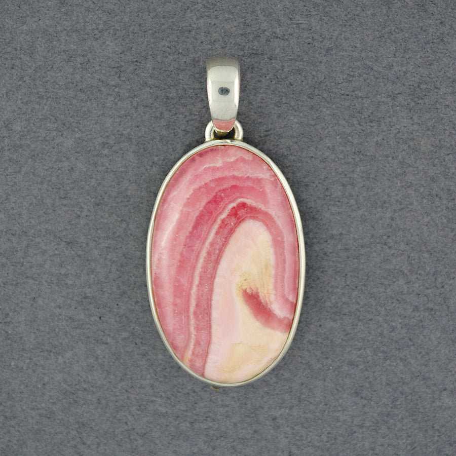 Sterling Silver Rhodochrosite Oval Light Pink Pendant