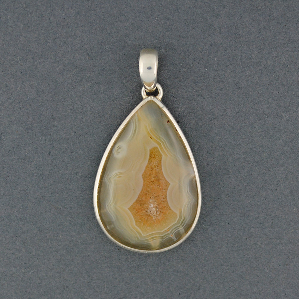 Sterling Silver Botswana Agate Light Teardrop Pendant
