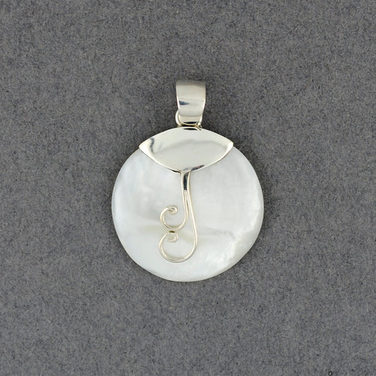 Mother of Pearl Double Swirl Circle Pendant