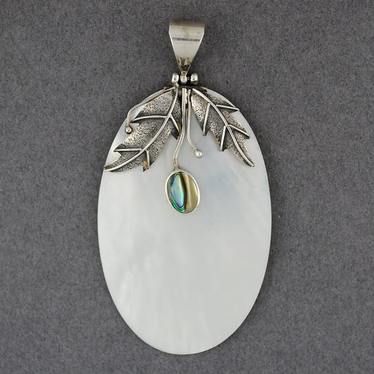Mother of Pearl and Abalone Leaves Pendant