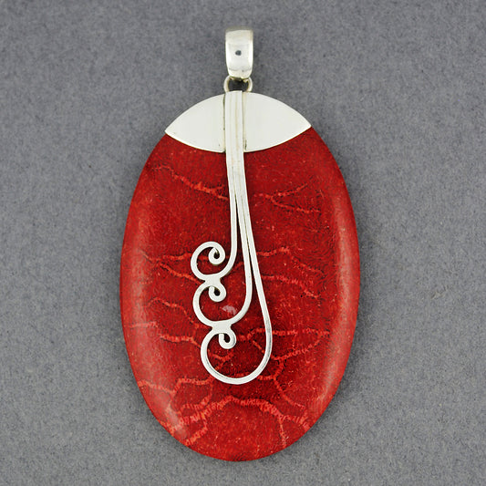 Coral Swirls Extra Large Oval Pendant