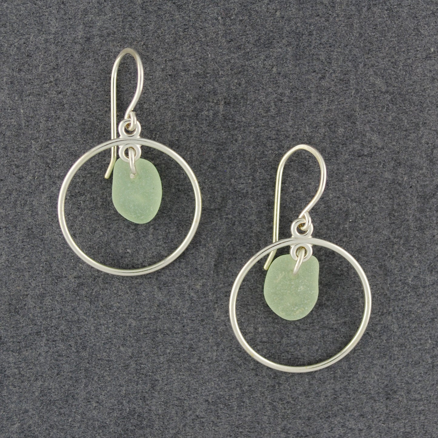 Sterling Silver Light Green Sea Glass Hoop Earrings