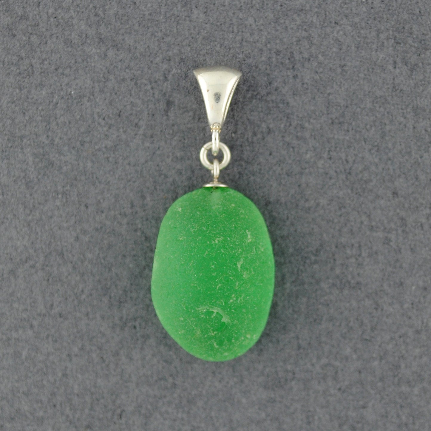 Sterling Silver Green Sea Glass Pendant