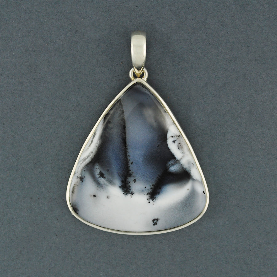 Sterling Silver Dendrite Agate Wide Triangle Pendant