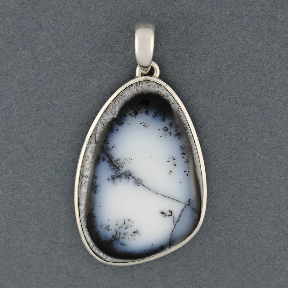 Sterling Silver Dendrite Agate Oblong Triangle Pendant