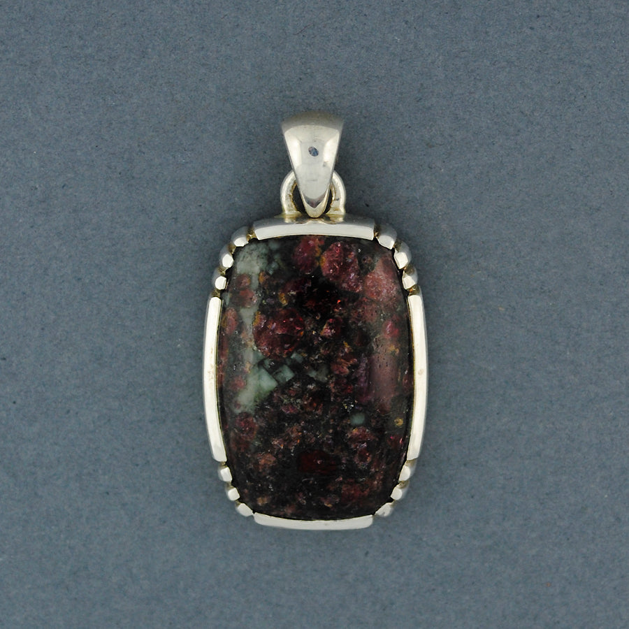 Eudyalite Notched Rectangle Pendant