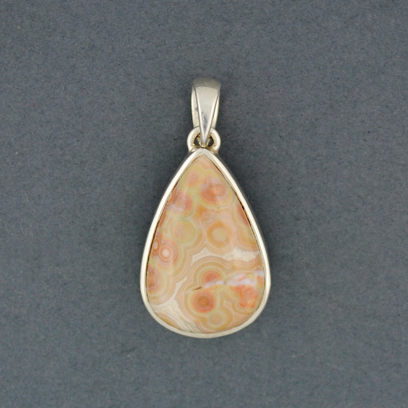 Sterling Silver Ocean Jasper Peach Teardrop Pendant