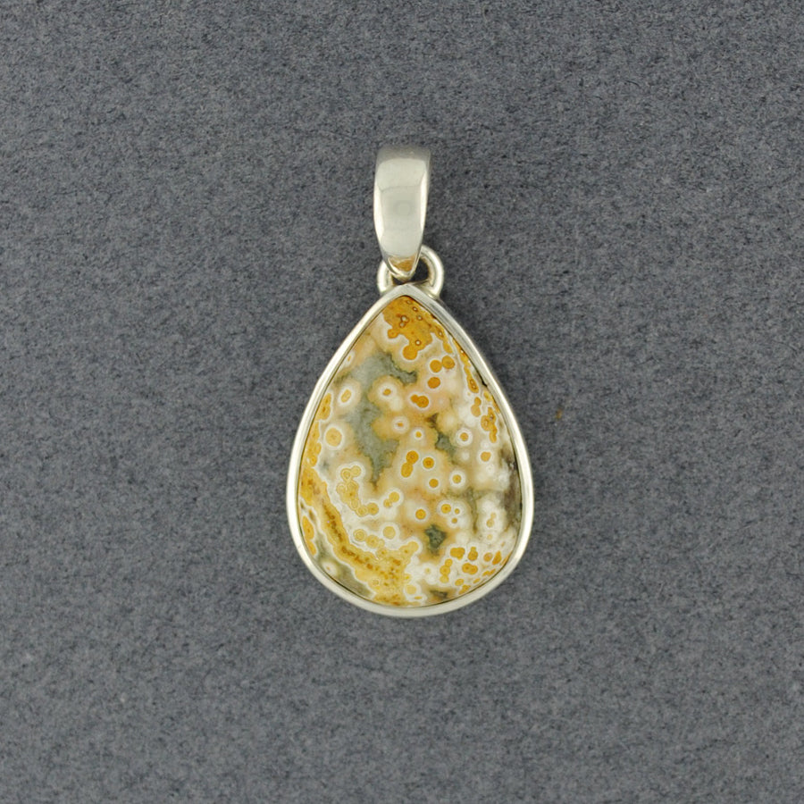 Sterling Silver Ocean Jasper Small Teardrop Pendant