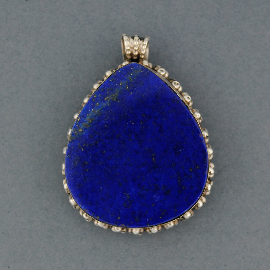 Sterling Silver Lapis Rounded Square Pendant