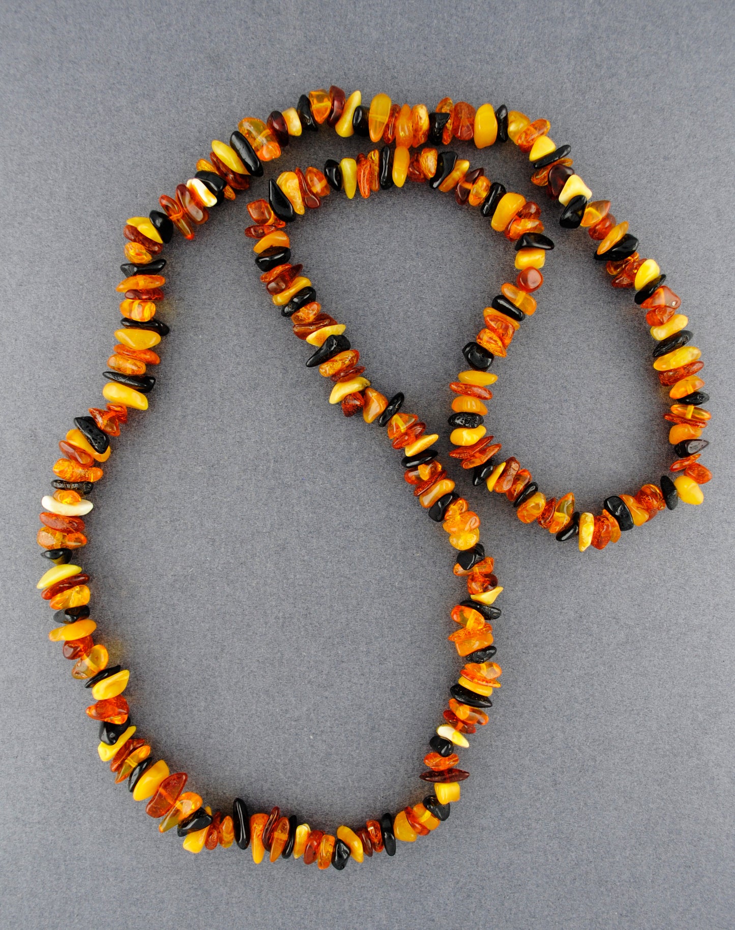 Multi Amber Long Beaded Necklace
