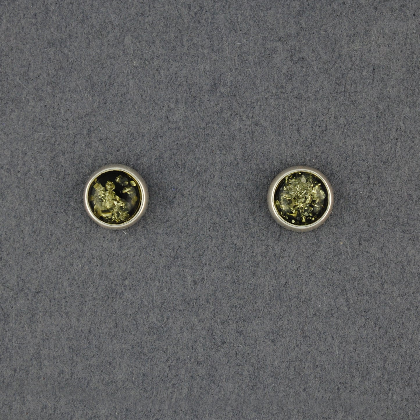 Green Amber Circle Post Earring