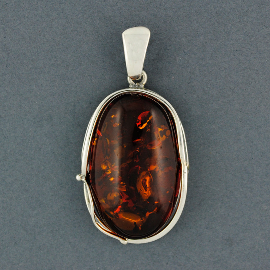 Amber Large Oval Pendant