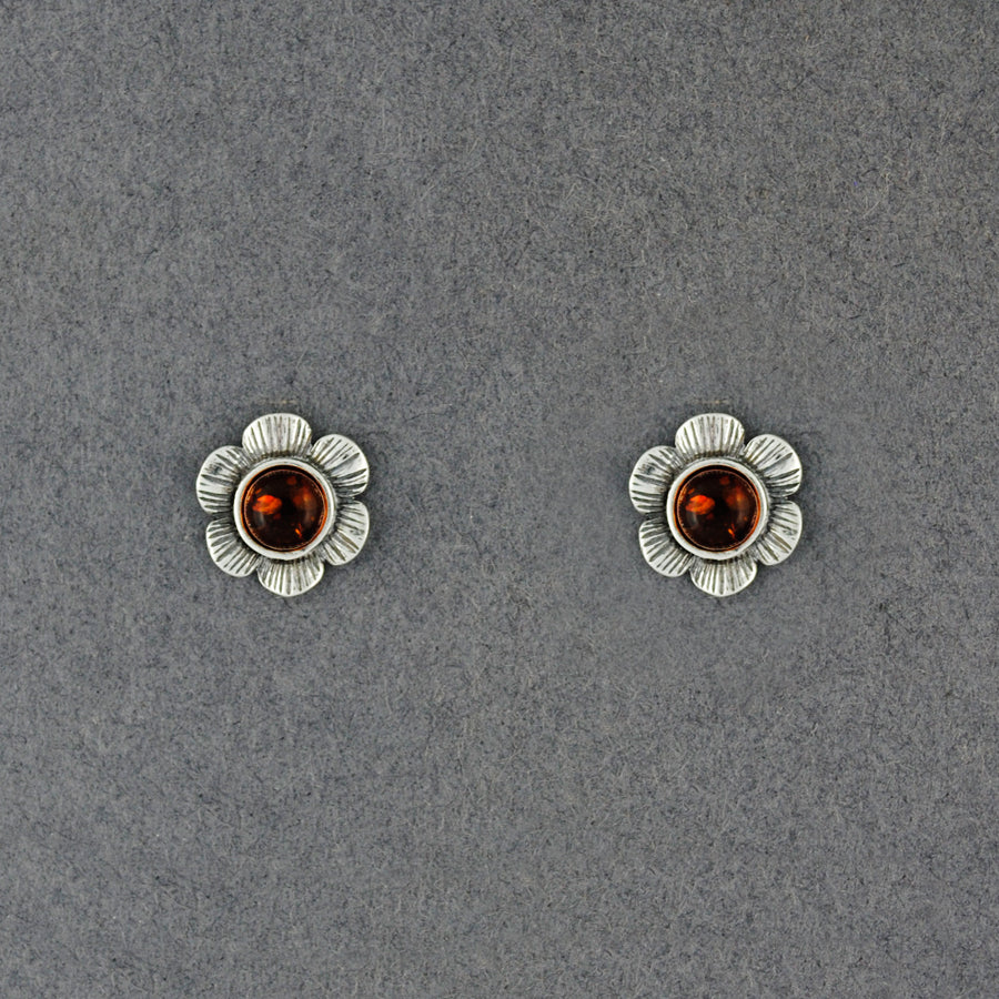 Amber Large Flower Post Earrings