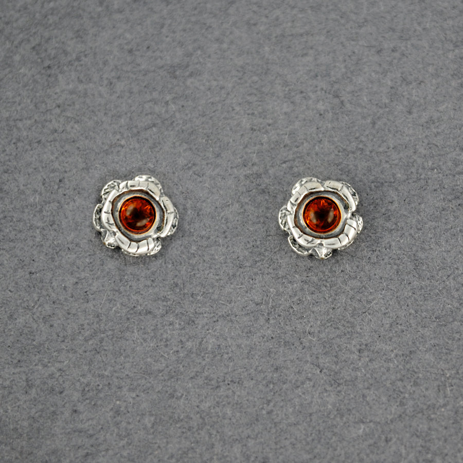 Amber Small Flower Post Earrings