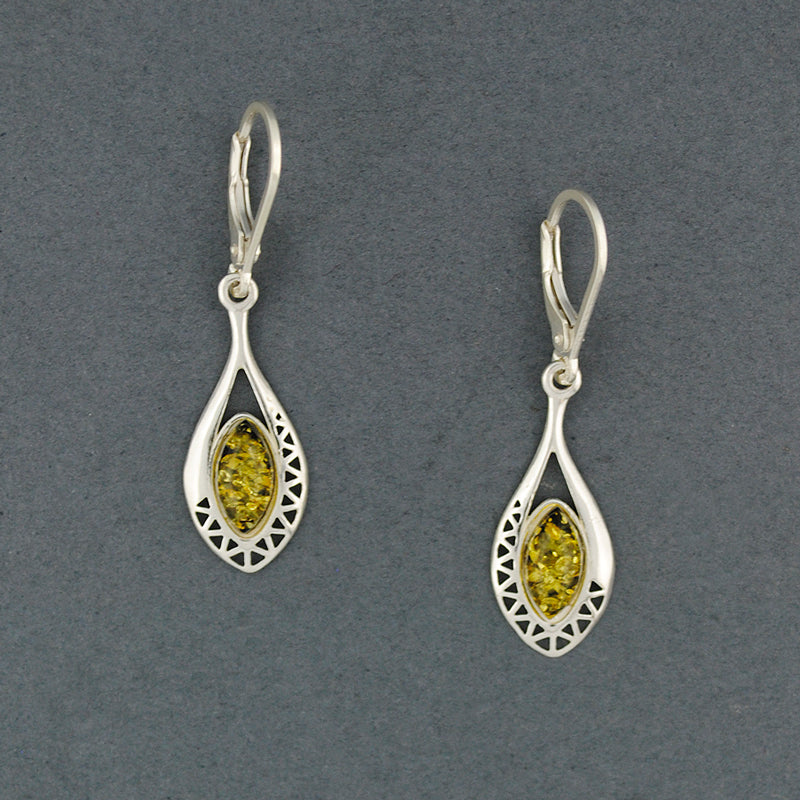 Green Amber Modern Drop Earrings