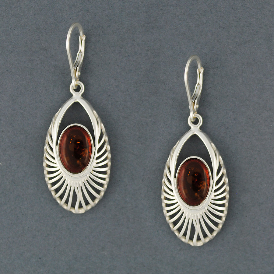 Amber Lined Oval Earrings