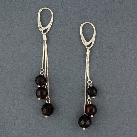 Amber Beads on Chain Earrings