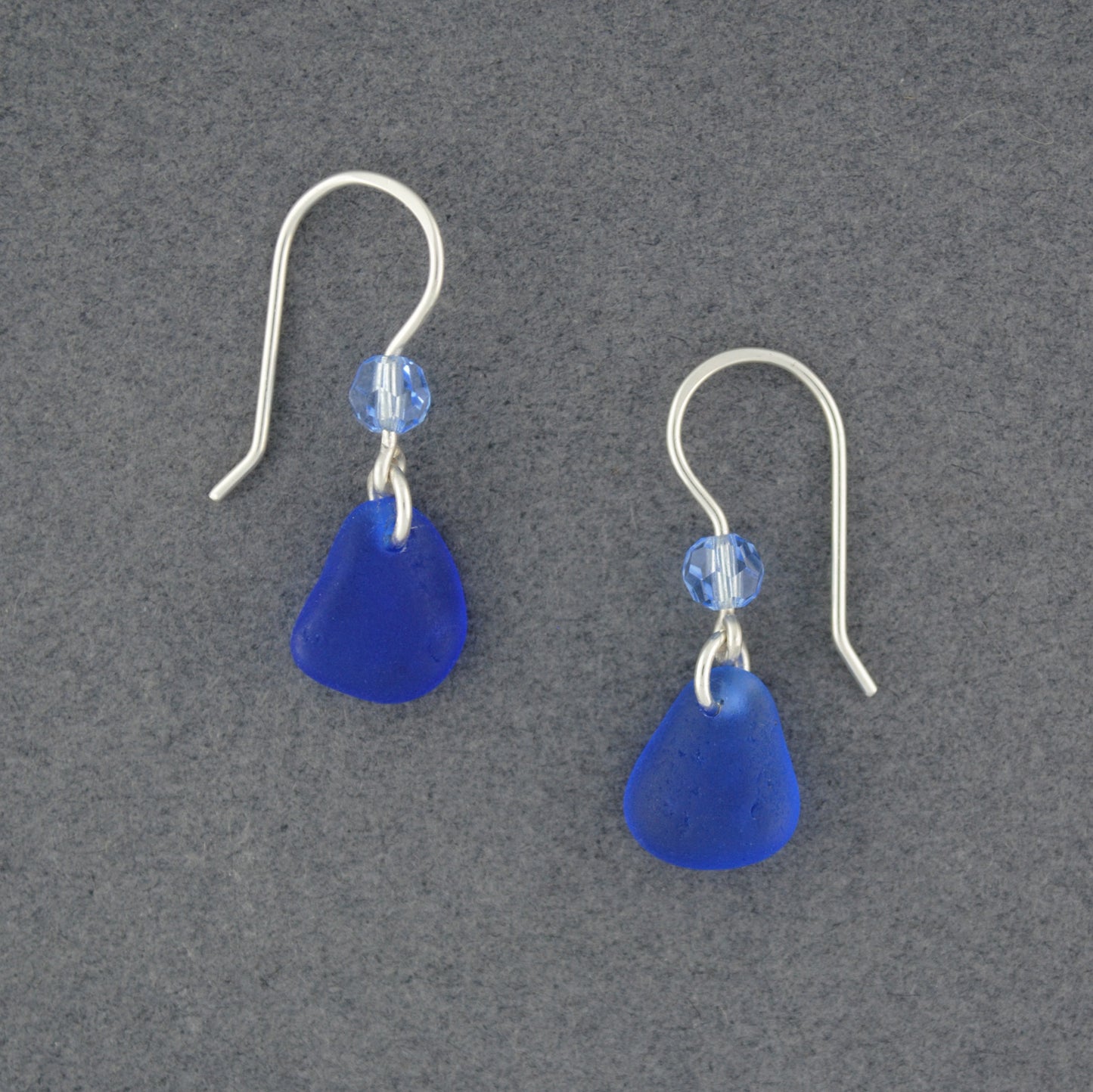 Cobalt Sea Glass & Crystal Earrings