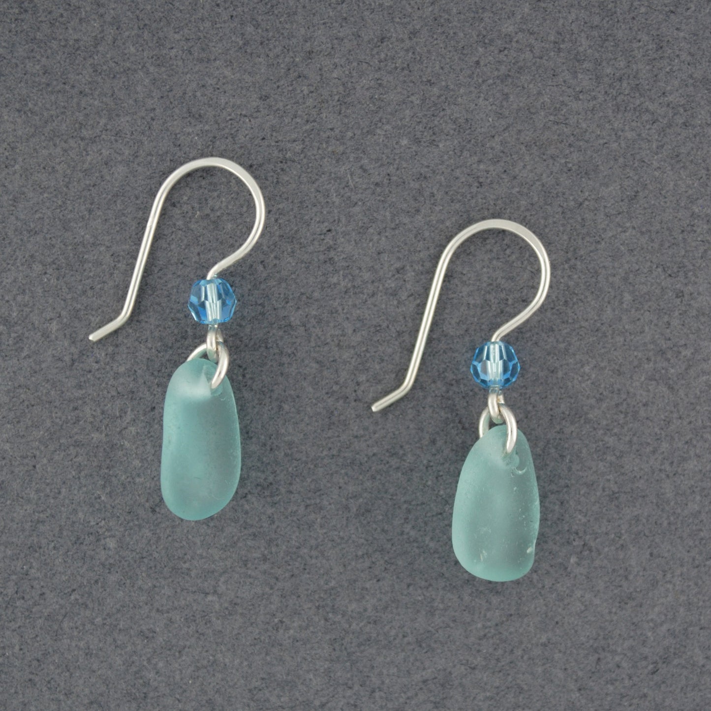 Aqua Sea Glass & Crystal Earrings