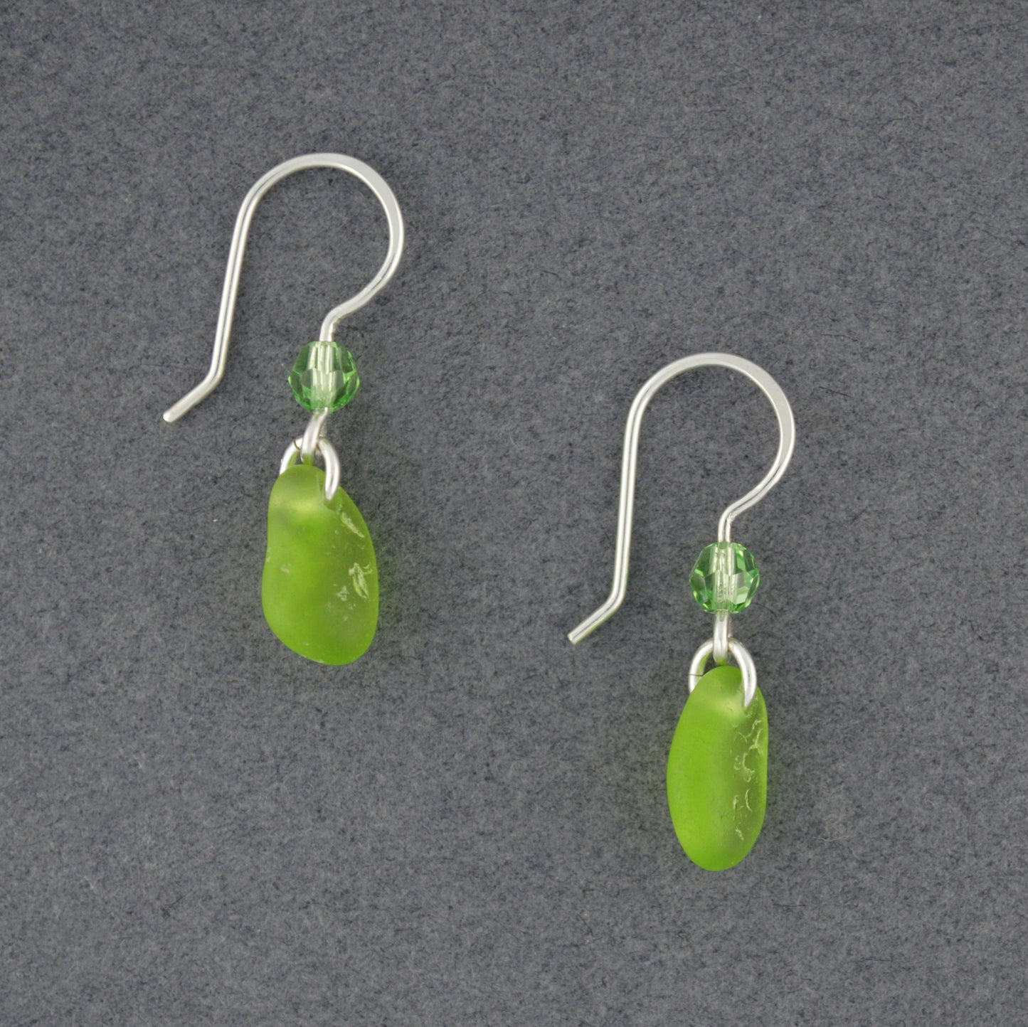 Green Sea Glass & Crystal Earrings