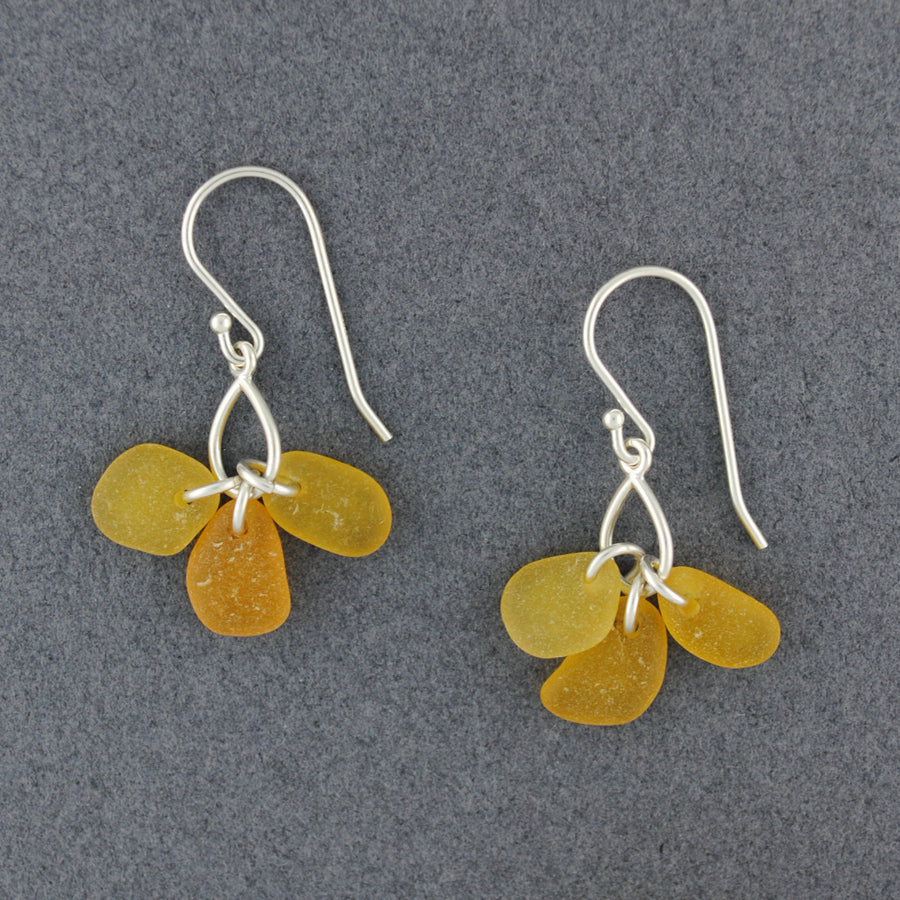 Sterling Silver Yellow Sea Glass Bauble Earrings