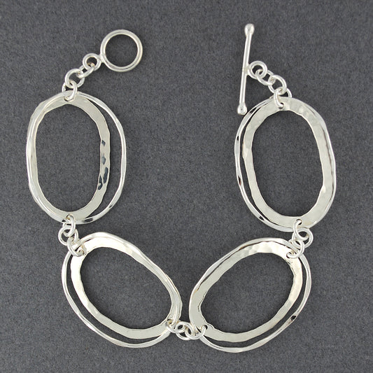 Sterlling Silver Open Hammered Ovals Bracelet