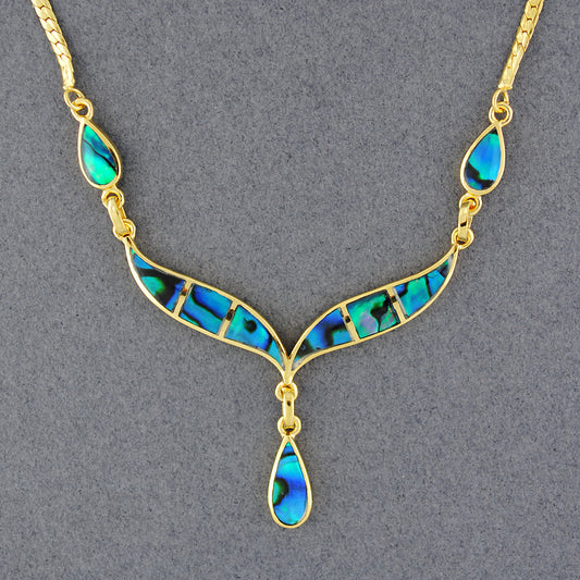 Gold Vermeil Paua Teardrops Necklace