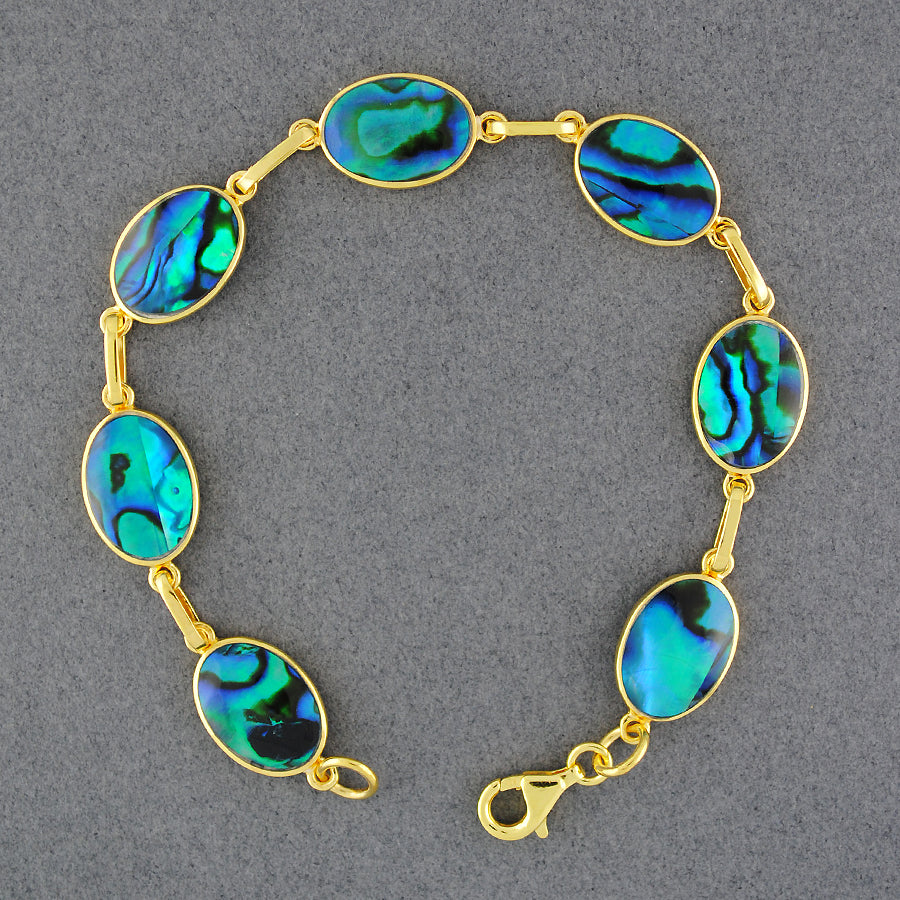 Gold Vermeil Paua Oval Link Bracelet