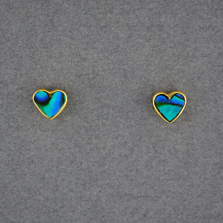 Gold Vermeil Paua Heart Post Earrings