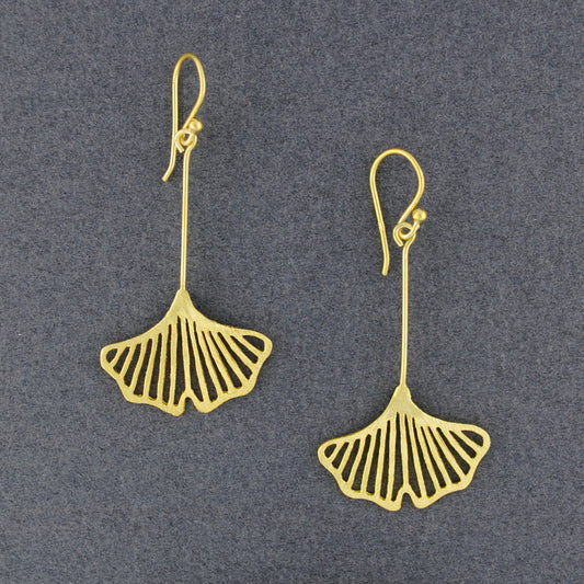 Hill Tribe Silver Gold Vermeil Ginkgo Earrings