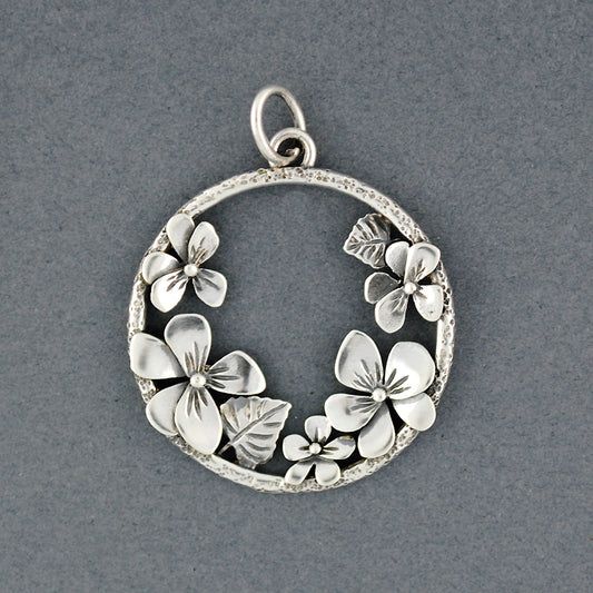 Violets in Circle Pendant
