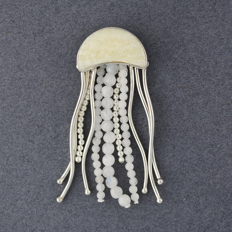 Rainbow Moonstone Jellyfish Pendant