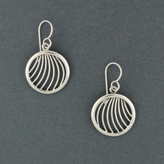 Sterling Silver Curved Lines Circle Earrings