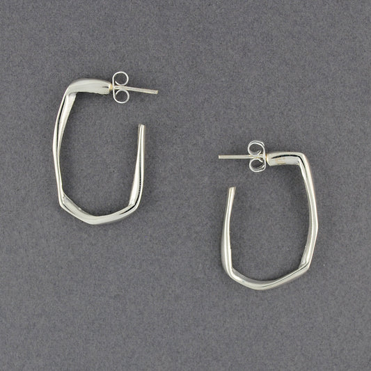 Sterling Silver Molded Rectangle Hoop Earrings