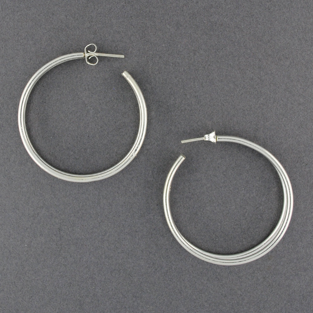 Sterling Silver Large Double Strand Hoop Earrings