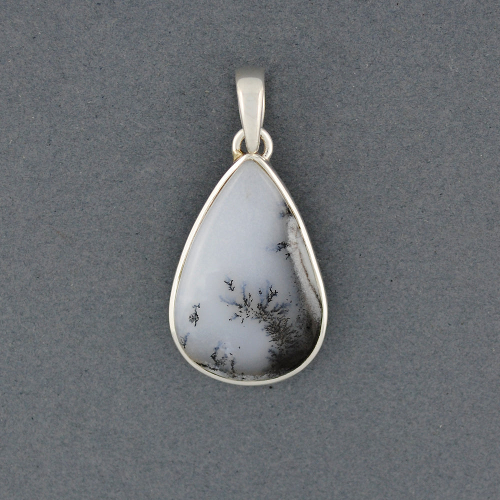 Sterling Silver Dendrite Agate Small Teardrop Pendant
