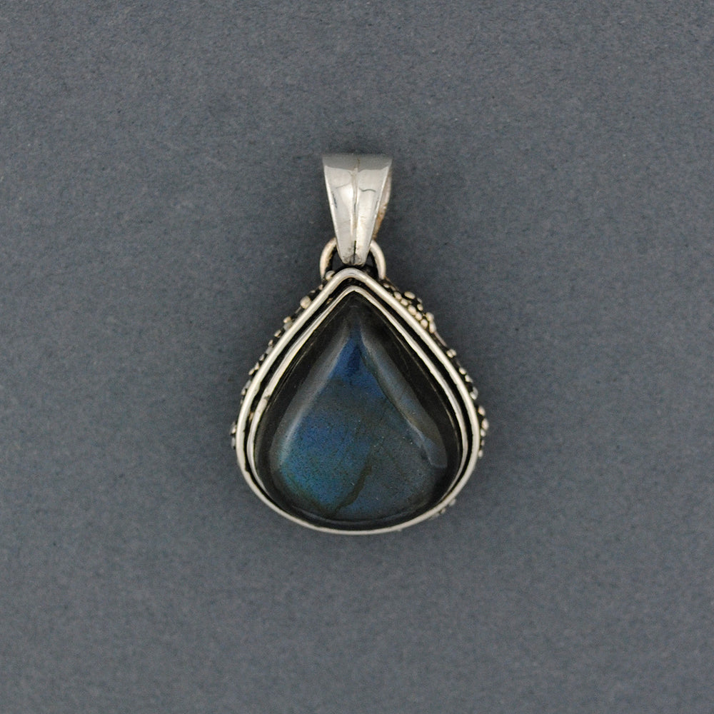 Sterling Silver Labradorite Domed Teardrop Pendant