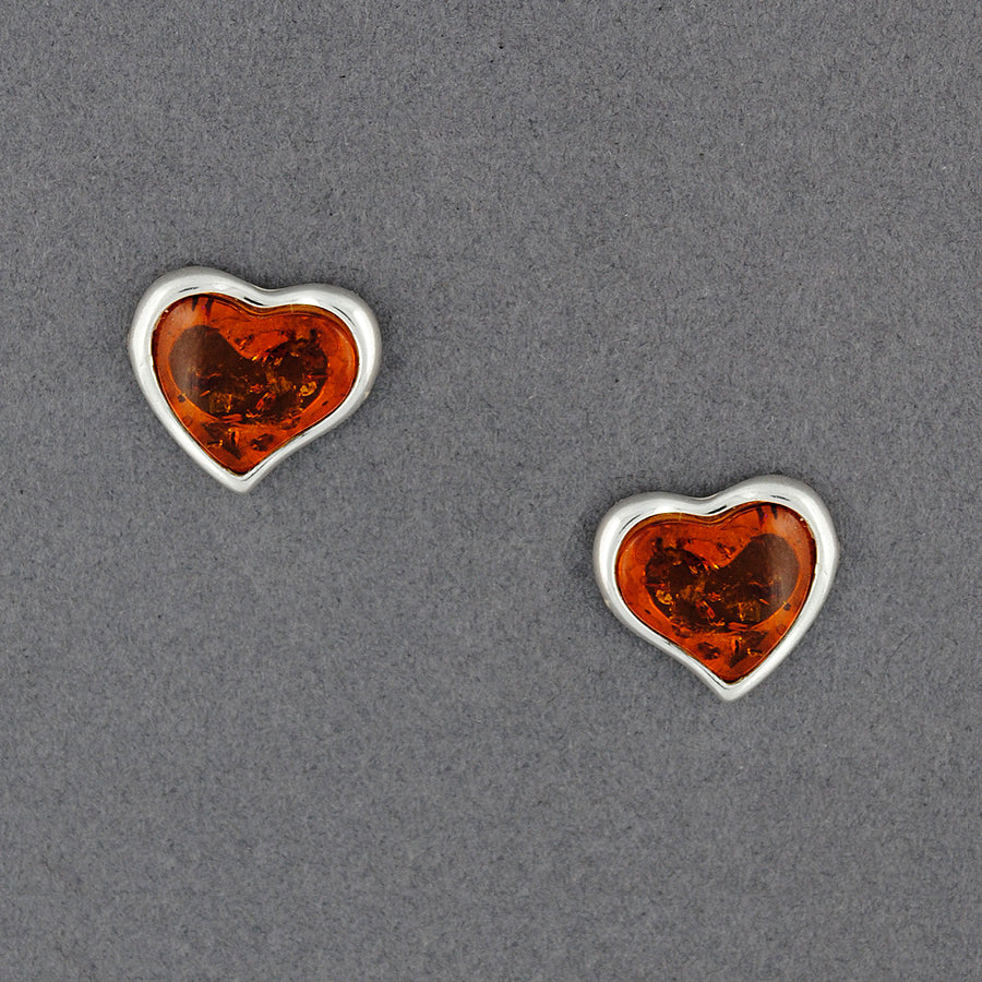 Amber Heart Post Earrings