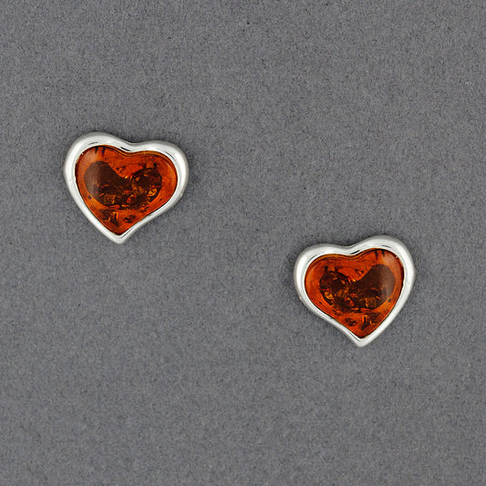 Amber Heart Post Earrings