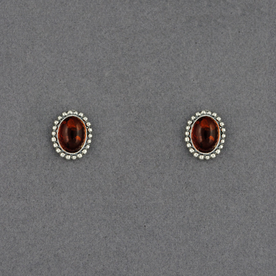 Amber Beaded Oval Post Earrings