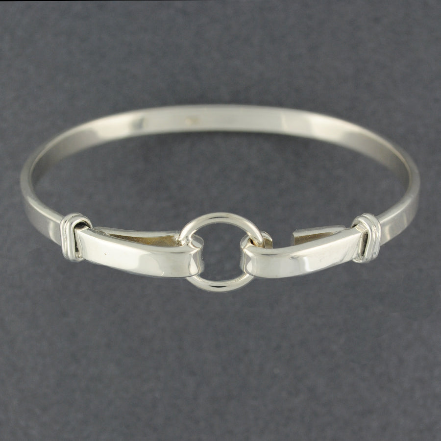 Sterling Silver Hook & Circle Bangle Bracelet