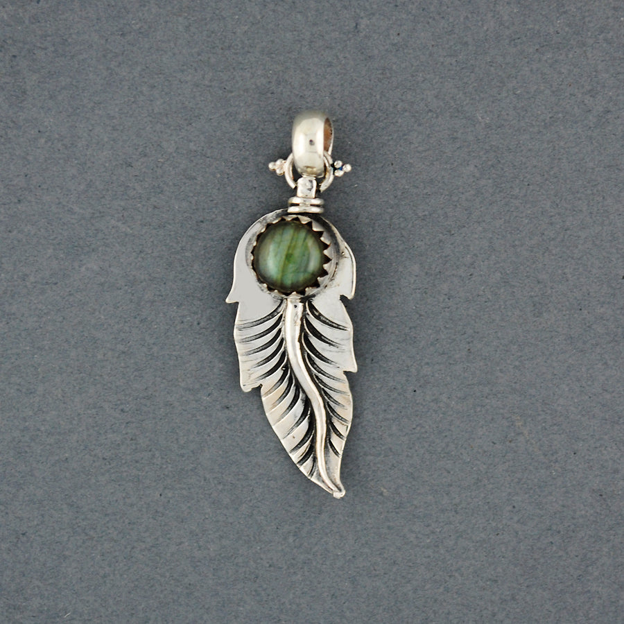 Labradorite Feather Pendant
