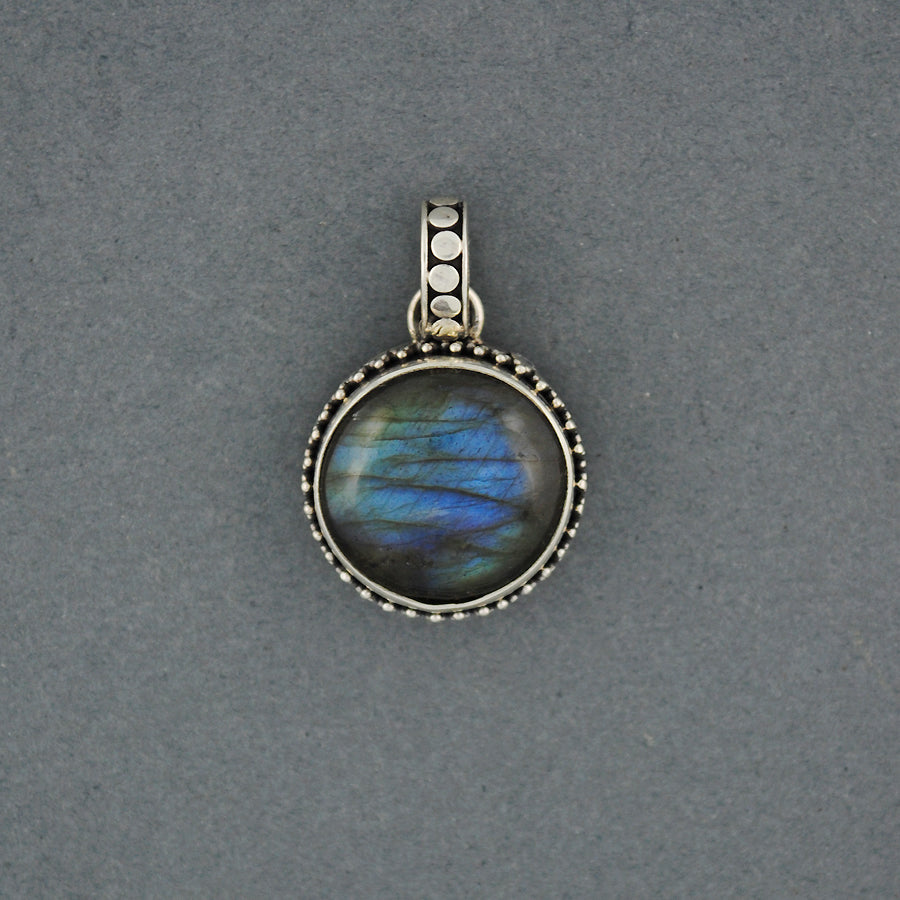 Labradorite Dotted Circle Pendant
