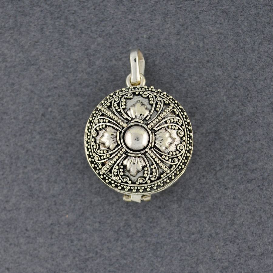 Sterling Silver Round Prayer Box Pendant