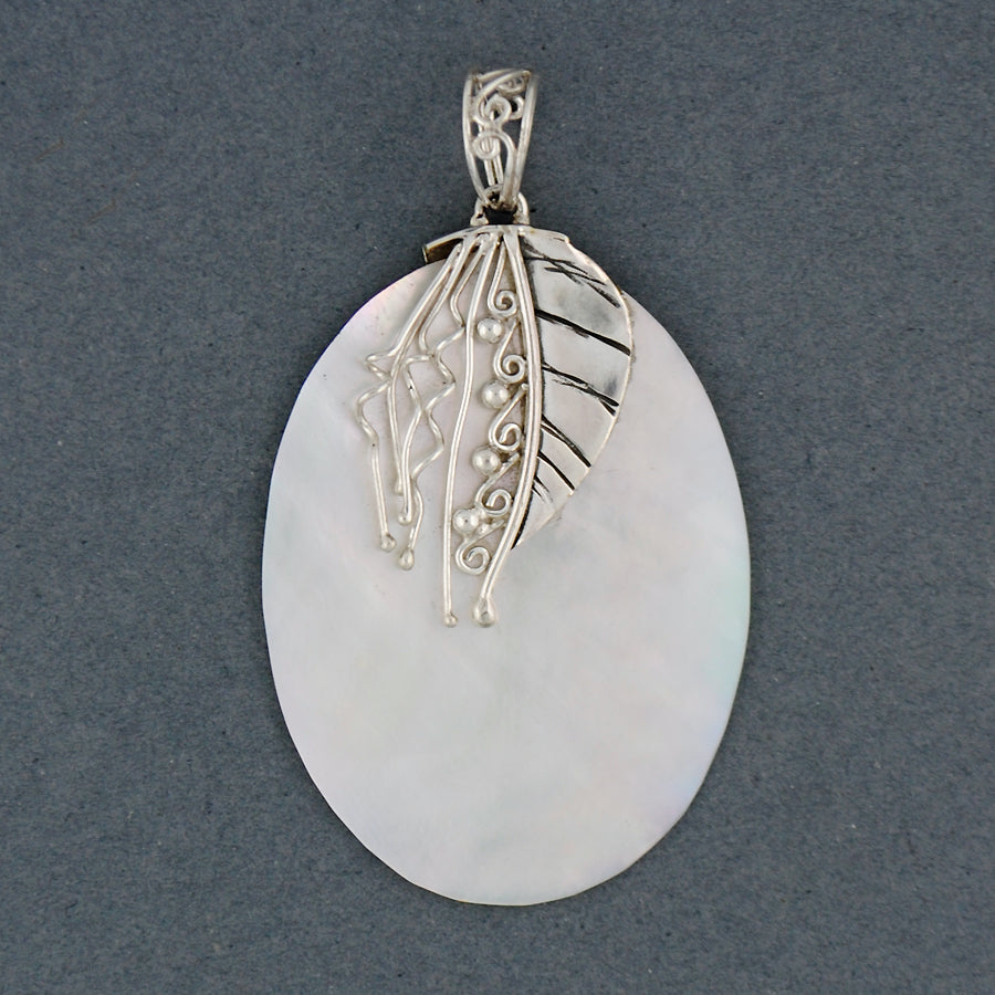 Mother of Pearl Feather & Curls Pendant