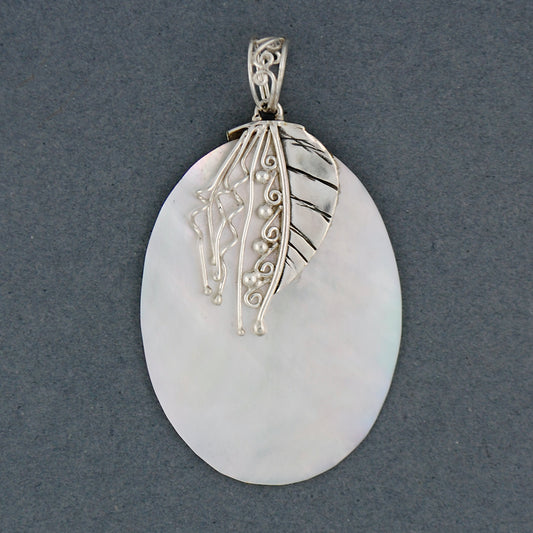 Mother of Pearl Feather & Curls Pendant