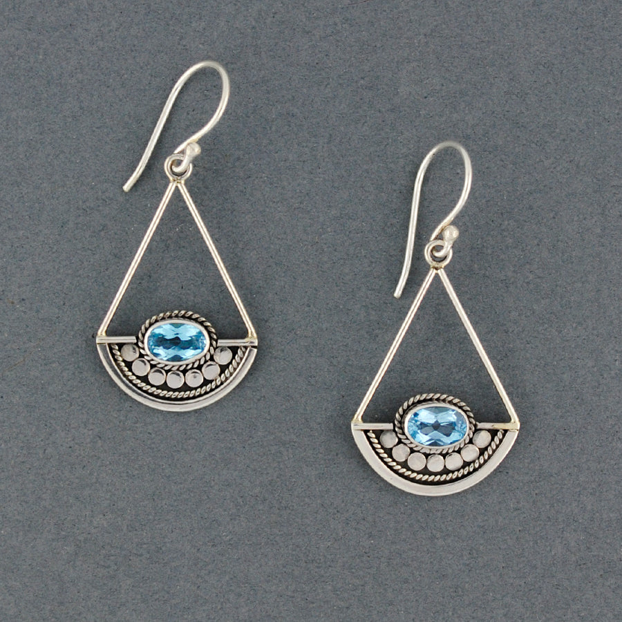 Blue Topaz Dotted Oval Teardrop Earrings