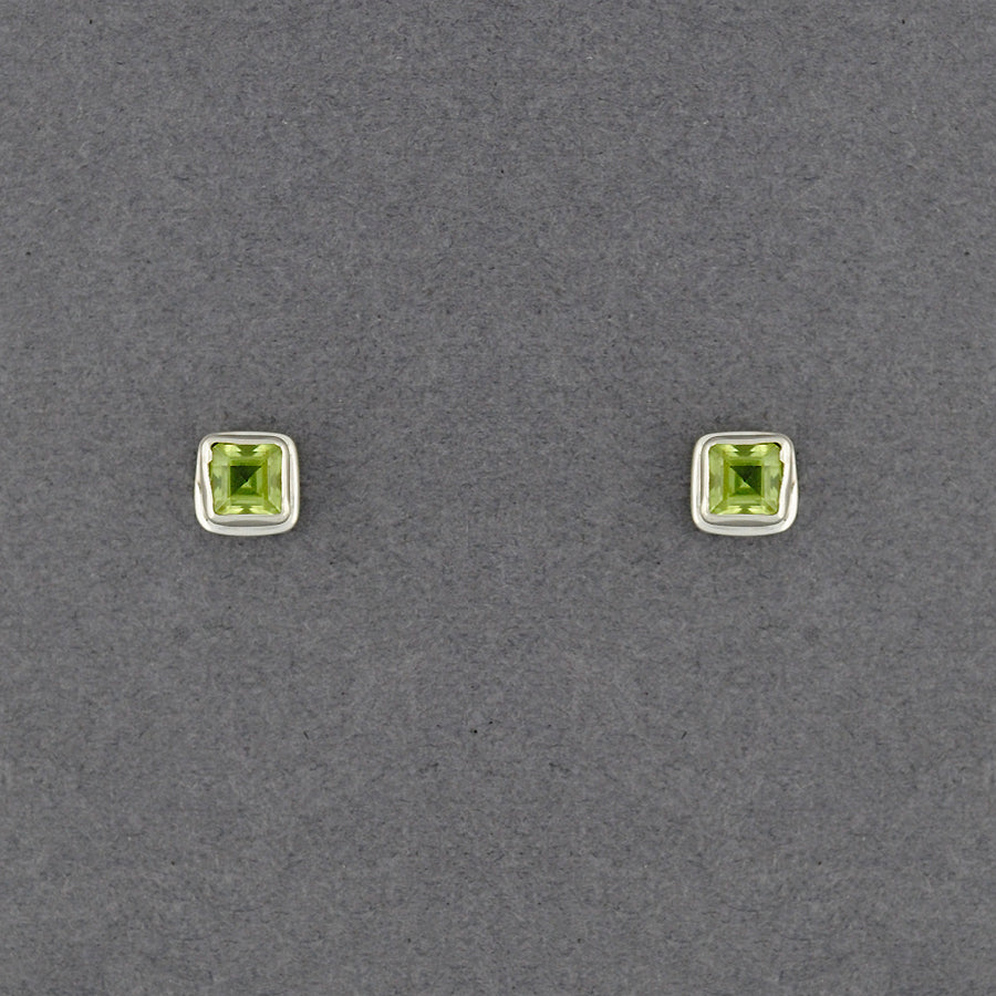 Peridot Square Post Earrings