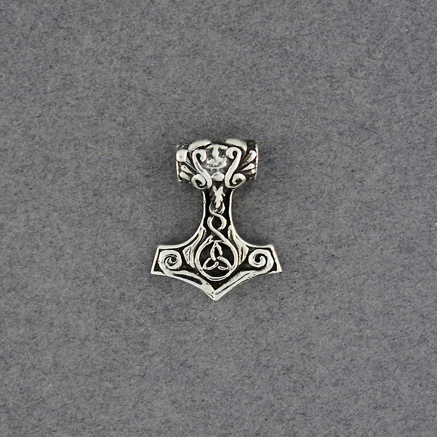 Sterling Silver Ornate Thor's Hammer Pendant