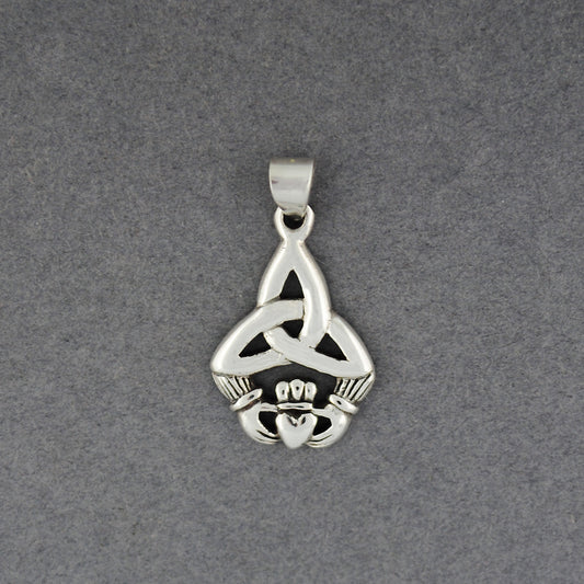 Sterling Silver Claddagh Trinity Knot Pendant